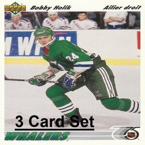 Bobby Holik Hartford Whalers NHL Hockey Card Collection - 3 Card Set